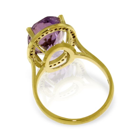 GOLD RING WITH NATURAL DIAMONDS & AMETHYST - Picture 3 of 5